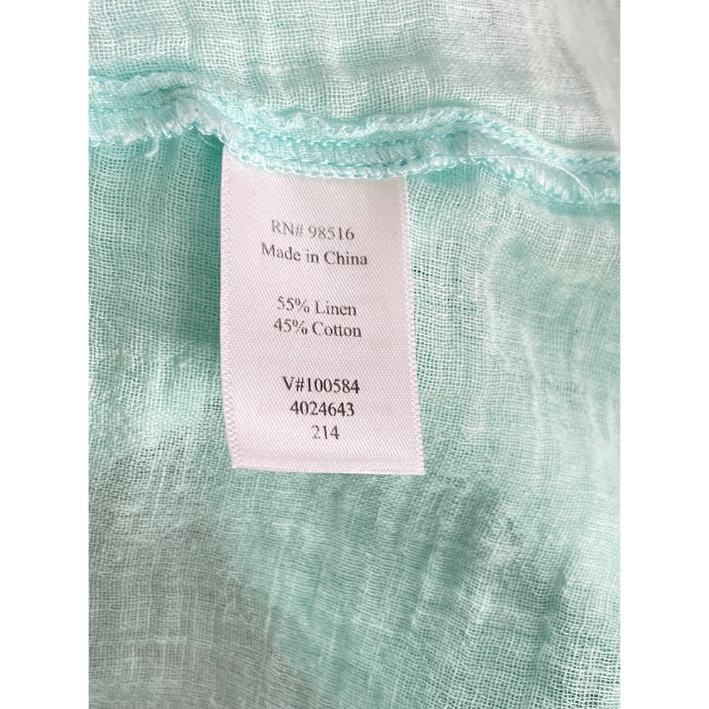 Coldwater Creek Womens Top Size M Button Down Seafoam Linen Blend 3/4 Slv - Picture 7 of 9
